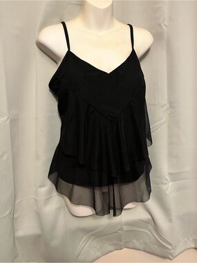 Soft Surroundings Black Layered Chiffon Swim Cami